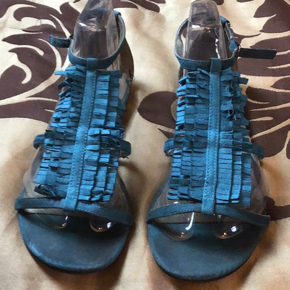 Teal Suede Sandals - Picture 3 of 4